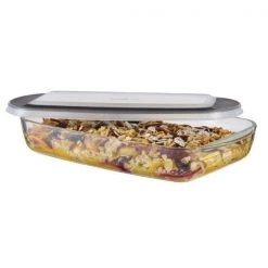 Paderno 2.8 Qt Glass Oblong Baking Dish With Lid 4 Paderno 2.8 Qt Glass Oblong Baking Dish With Lid