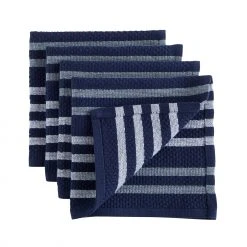 Paderno Best Sellers Basketweave Dishcloth With Scrubber, 4-Pack, Navy