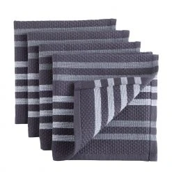 Paderno Best Sellers Basketweave Dishcloth With Scrubber, 4-Pack, Charcoal