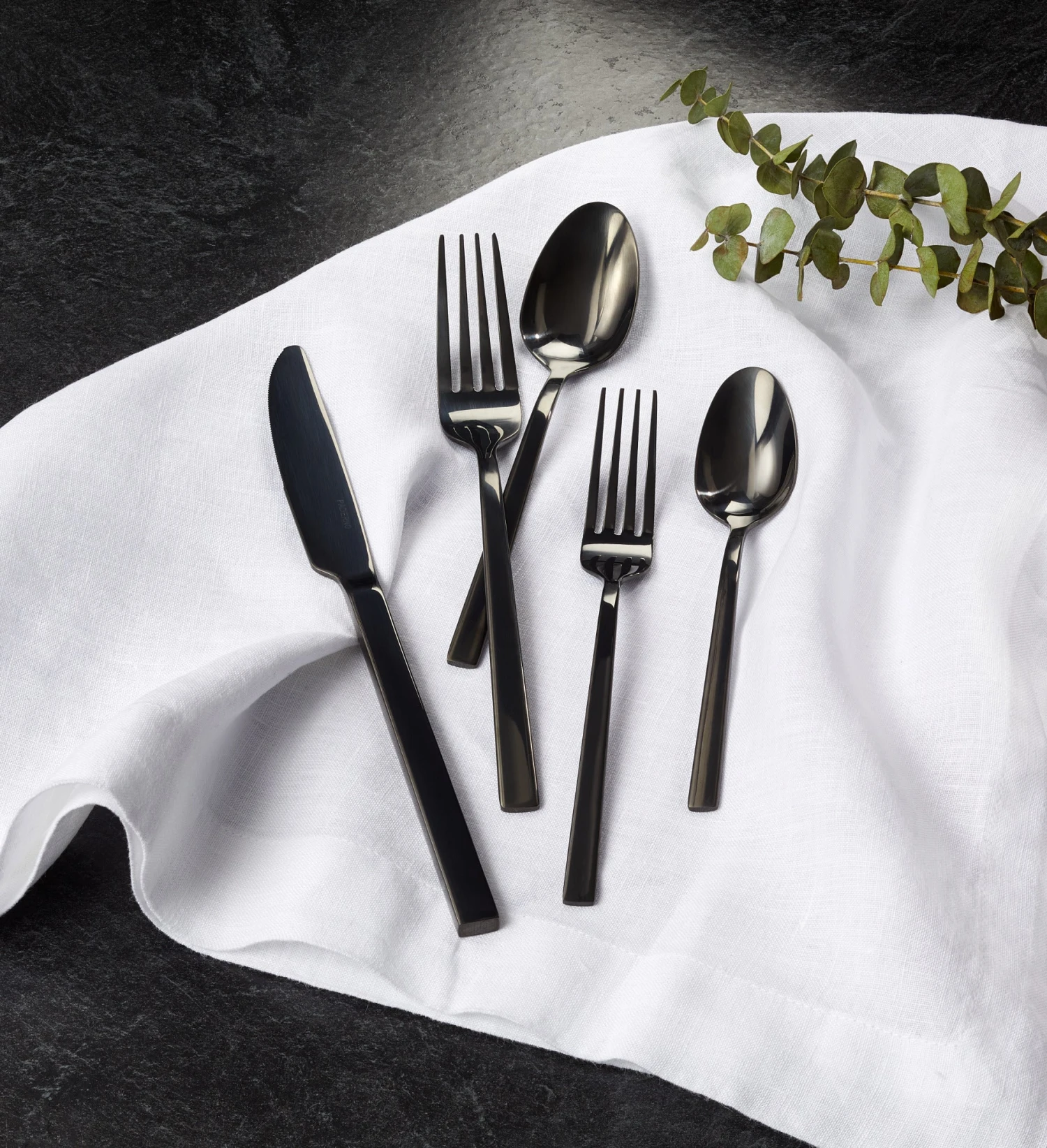 1429848C.jpg Paderno Belvedere Black 20 Piece Flatware Set, Polished Finish Best Sellers