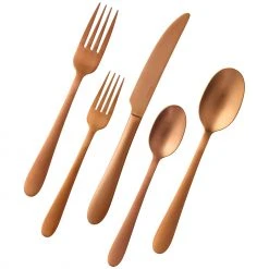 Paderno Caledonia Copper 20 Piece Flatware Set, Matte Finish