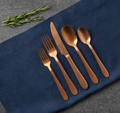 Paderno Caledonia Copper 20 Piece Flatware Set, Matte Finish
