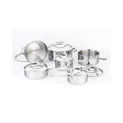 Paderno Canadian Professional 12-Piece Stainless Steel Clad Cookware Set | Batterie De Cuisine Plaquée D'acier Inoxydable Professionelle Canadienne, 12 Pièces