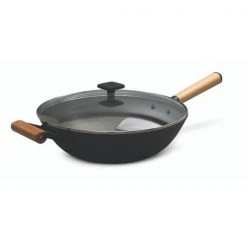 Paderno Classic Non-Stick Cast Iron Wok, 32 Cm