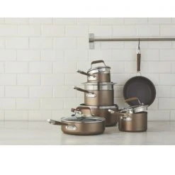 Paderno Classic 12-Piece Champagne Bronze Non-Stick Cookware Set 4 Paderno Classic 12-Piece Champagne Bronze Non-Stick Cookware Set