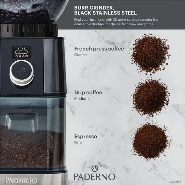 PadernoInfographicGrinder.jpg Paderno Coffee & Tea Conical Burr Coffee Grinder