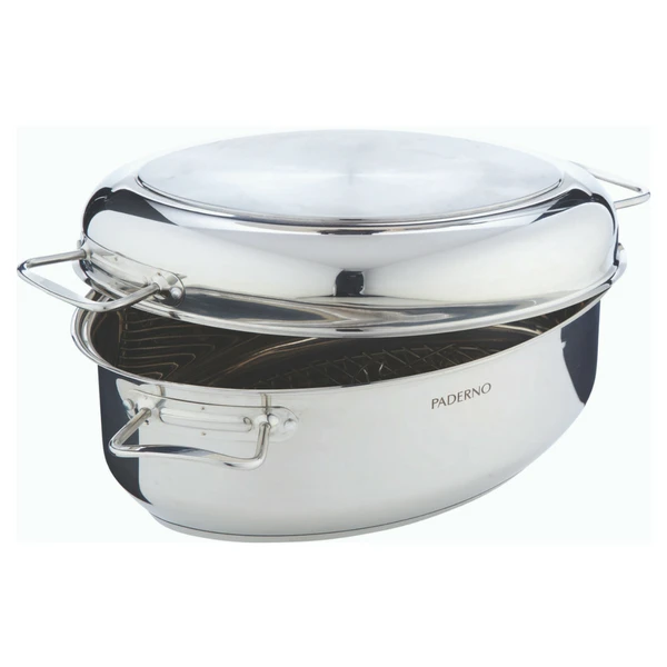 Stainless_Steel_Dome_Roaster_Product.png Paderno Stainless Steel Multi-Roaster With Removable Rack | Rôtissoire Multifonction Avec Grille Amovible